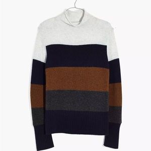 Madewell rugby large stripe turtleneck mock neck cozy yarn sweater size small